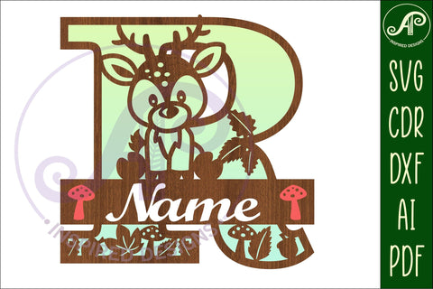 Deer Capital Monogram Letter R SVG SVG APInspireddesigns 