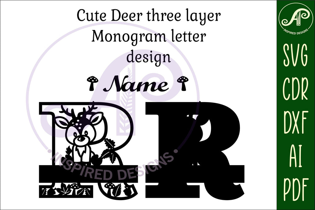 Deer Capital Monogram Letter R SVG - So Fontsy
