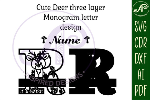 Deer Capital Monogram Letter R SVG SVG APInspireddesigns 