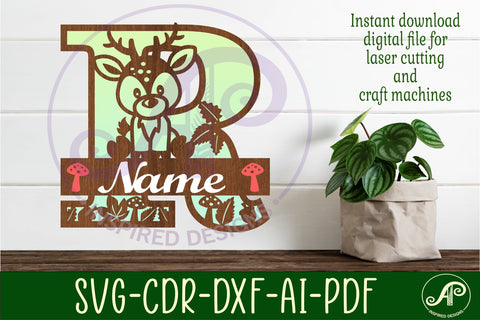 Deer Capital Monogram Letter R SVG SVG APInspireddesigns 