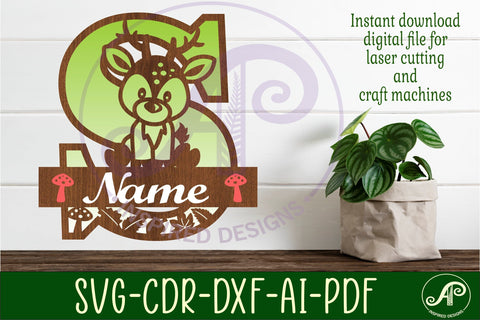 Deer Capital Monogram Letter S SVG SVG APInspireddesigns 