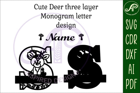 Deer Capital Monogram Letter S SVG SVG APInspireddesigns 