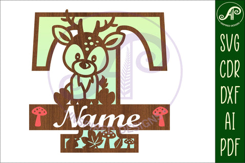 Deer Capital Monogram Letter T SVG SVG APInspireddesigns 