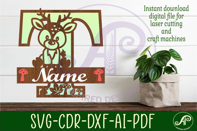 Deer Capital Monogram Letter T SVG SVG APInspireddesigns 