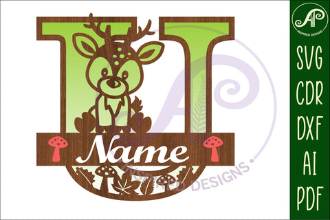 Deer Capital Monogram Letter U SVG SVG APInspireddesigns 