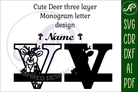Deer Capital Monogram Letter V SVG SVG APInspireddesigns 