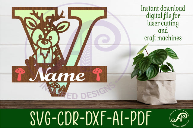 Deer Capital Monogram Letter V SVG SVG APInspireddesigns 