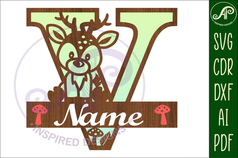 Deer Capital Monogram Letter V SVG SVG APInspireddesigns 