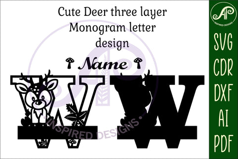Deer Capital Monogram Letter W SVG SVG APInspireddesigns 