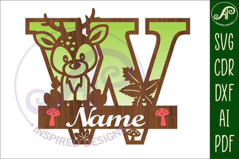 Deer Capital Monogram Letter W SVG SVG APInspireddesigns 