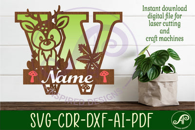Deer Capital Monogram Letter W SVG SVG APInspireddesigns 
