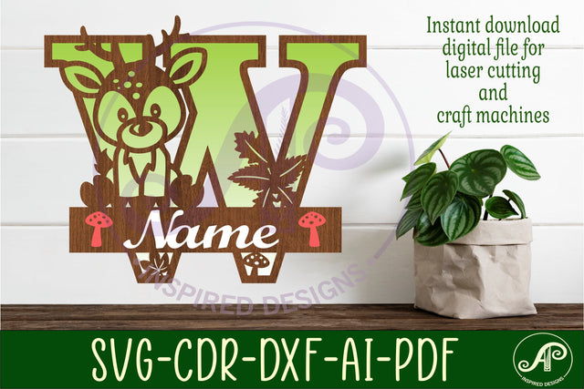 Deer Capital Monogram Letter W SVG SVG APInspireddesigns 