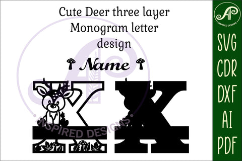 Deer Capital Monogram Letter X SVG SVG APInspireddesigns 