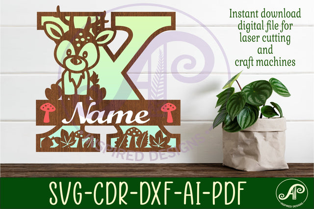 Deer Capital Monogram Letter X SVG SVG APInspireddesigns 