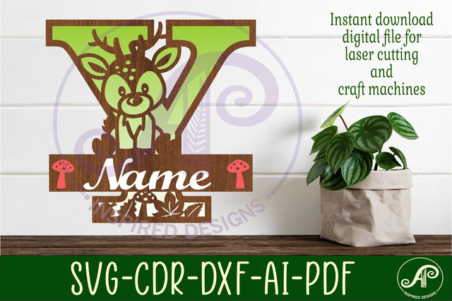 Deer Capital Monogram Letter Y SVG SVG APInspireddesigns 