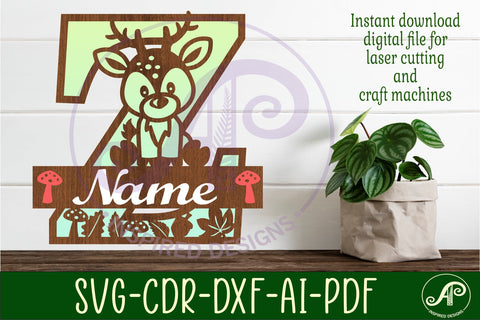 Deer Capital Monogram Letter Z SVG SVG APInspireddesigns 