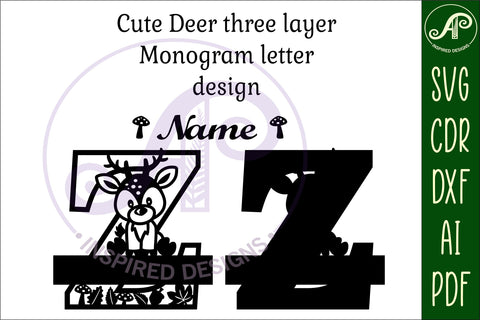 Deer Capital Monogram Letter Z SVG SVG APInspireddesigns 