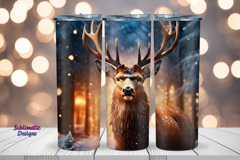 Deer Christmas 20 oz Tumbler Wrap | 20 oz Skinny Tumbler Wrap Sublimation Christmas Design Sublimation Sublimatiz Designs 