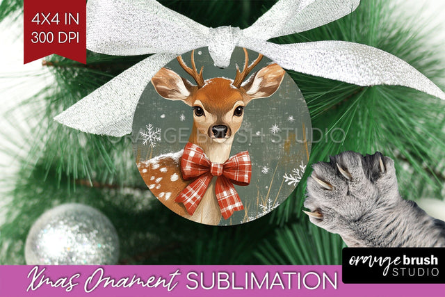 Deer Christmas Ornament PNG - Vintage Christmas Sublimation Sublimation OrangeBrushStudio 