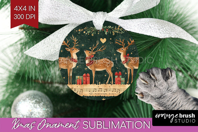 Deer Christmas Ornament PNG - Vintage Christmas Sublimation Sublimation OrangeBrushStudio 