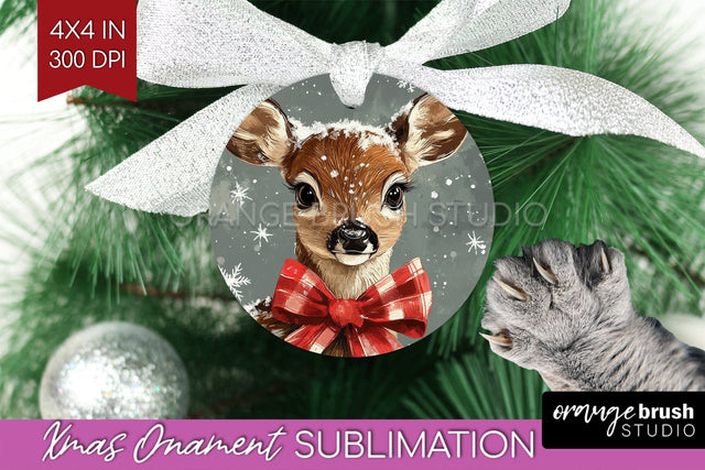 Deer Christmas Ornament PNG - Vintage Christmas Sublimation Sublimation OrangeBrushStudio 