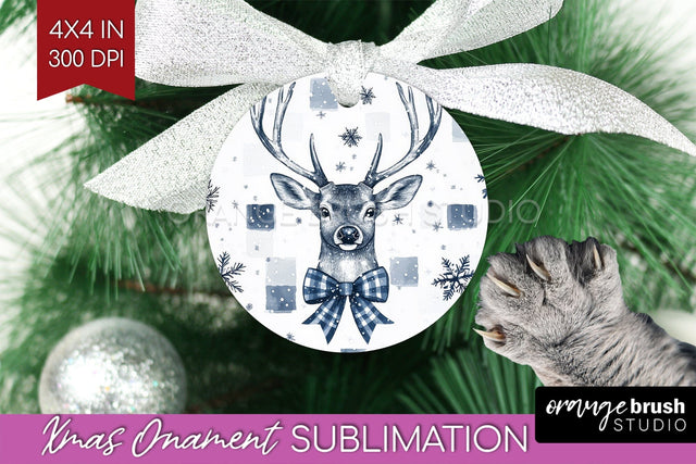 Deer Christmas Ornament PNG - Vintage Christmas Sublimation Sublimation OrangeBrushStudio 