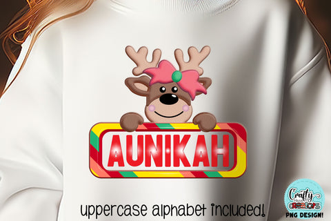 Deer Christmas Png, Customizable Name Reindeer Sublimation SVG Crafty Mama Studios 
