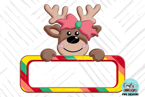 Deer Christmas Png, Customizable Name Reindeer Sublimation SVG Crafty Mama Studios 