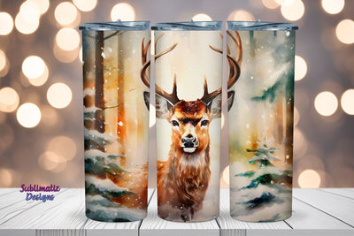 Deer Christmas Wrap 20 oz Design | 20 oz Skinny Tumbler Wrap Sublimation Christmas Design Sublimation Sublimatiz Designs 
