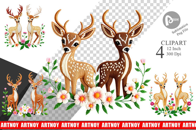 Deer Embroidery Clipart Sublimation artnoy 