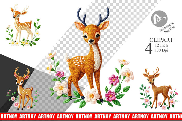 Deer Embroidery Clipart Sublimation artnoy 