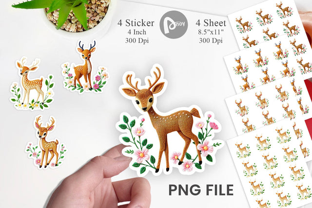 Deer Embroidery Sticker Sublimation artnoy 
