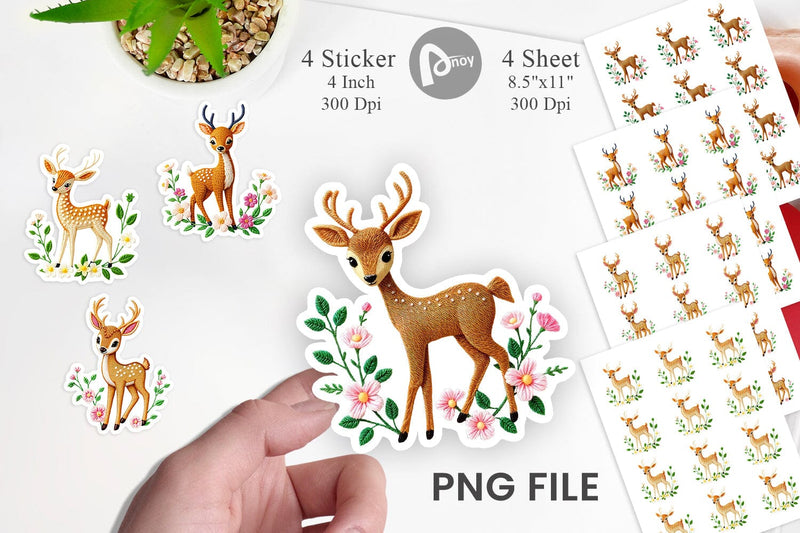 Deer Embroidery Sticker Sublimation artnoy 