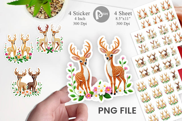 Deer Embroidery Sticker Sublimation artnoy 
