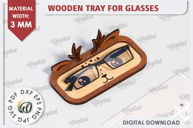 Deer Eyeglass Holder Laser Cut. Animal Eyeglass Tray SVG SVG Evgenyia Guschina 