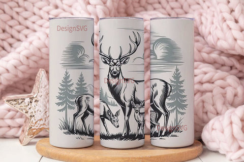 Deer Family 20oz Tumbler Wrap Sublimation DesignSVG 