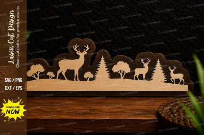 Deer Family Forest Scene Laser Cut SVG Design SVG Regulrcrative 