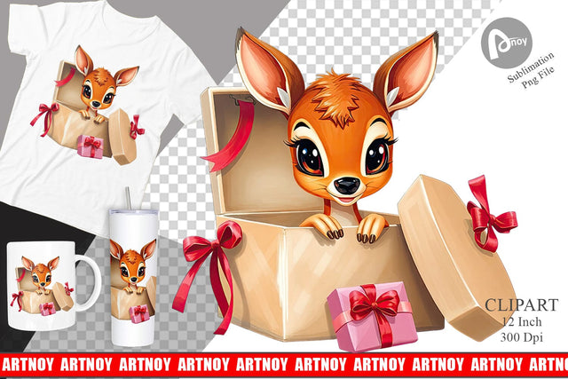 Deer Fawn Clipart Gift Sublimation artnoy 