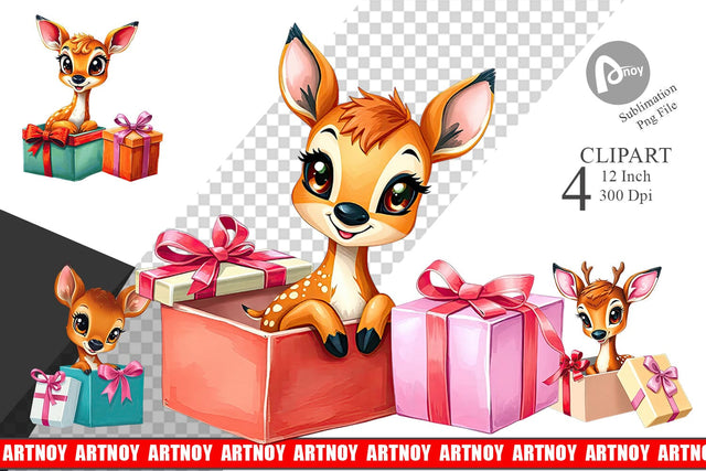 Deer Fawn Clipart Gift Sublimation artnoy 