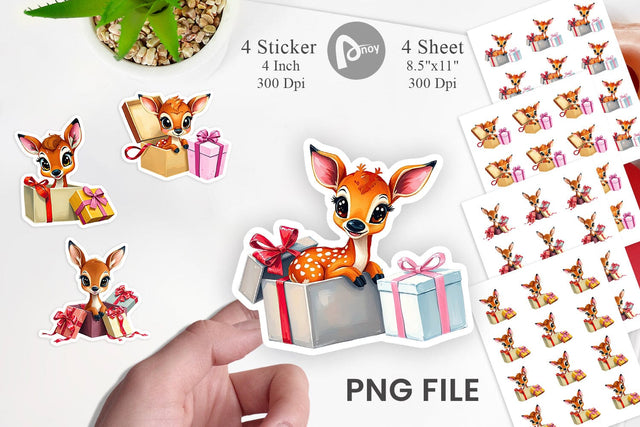 Deer Fawn Sticker Gift Sublimation artnoy 