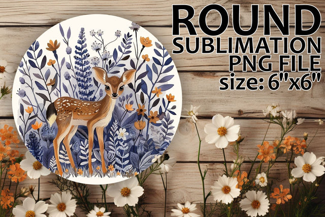 Deer & Flower Circle Design for Keychains & Car Coasters Sublimation afrosvg 