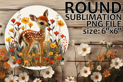 Deer & Flowers Car Coaster Sublimation Design Sublimation afrosvg 