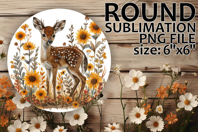 Deer & Flowers Circle Design for Sublimation Sublimation afrosvg 