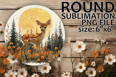 Deer & Flowers Sublimation Design for Keychains Sublimation afrosvg 
