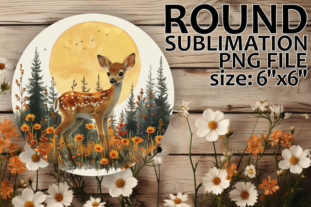 Deer & Flowers Sublimation Design for Keychains Sublimation afrosvg 