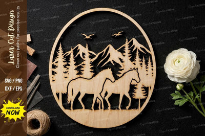 Deer Forest Circle Laser Cut, deer svg,wildlife svg, animal svg, deer silhouette svg SVG Regulrcrative 