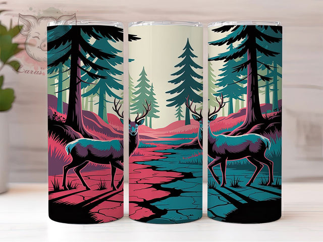 Deer Forest Cracked Earth Tumbler, Cracked Earth Sublimation Design, Grunge Woodland Art, 20oz Holiday Tumbler, Whimsical Deer Mug, Stylish Woodland Cup, Rustic Forest Wrap Sublimation Lara' s Designs 
