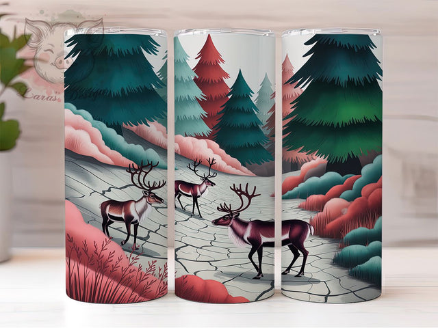Deer Forest Cracked Earth Tumbler, Cracked Earth Sublimation Design, Grunge Woodland Art, 20oz Holiday Tumbler, Whimsical Deer Mug, Stylish Woodland Cup, Rustic Forest Wrap Sublimation Lara' s Designs 