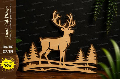 Deer Forest Scene SVG Laser Cut Svg Design SVG Regulrcrative 