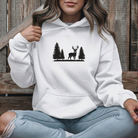 Deer Forest Silhouette Embroidery Design – Buck with Pine Trees Woodland Wildlife Machine Embroidery File Embroidery/Applique DESIGNS PatternFeed8 